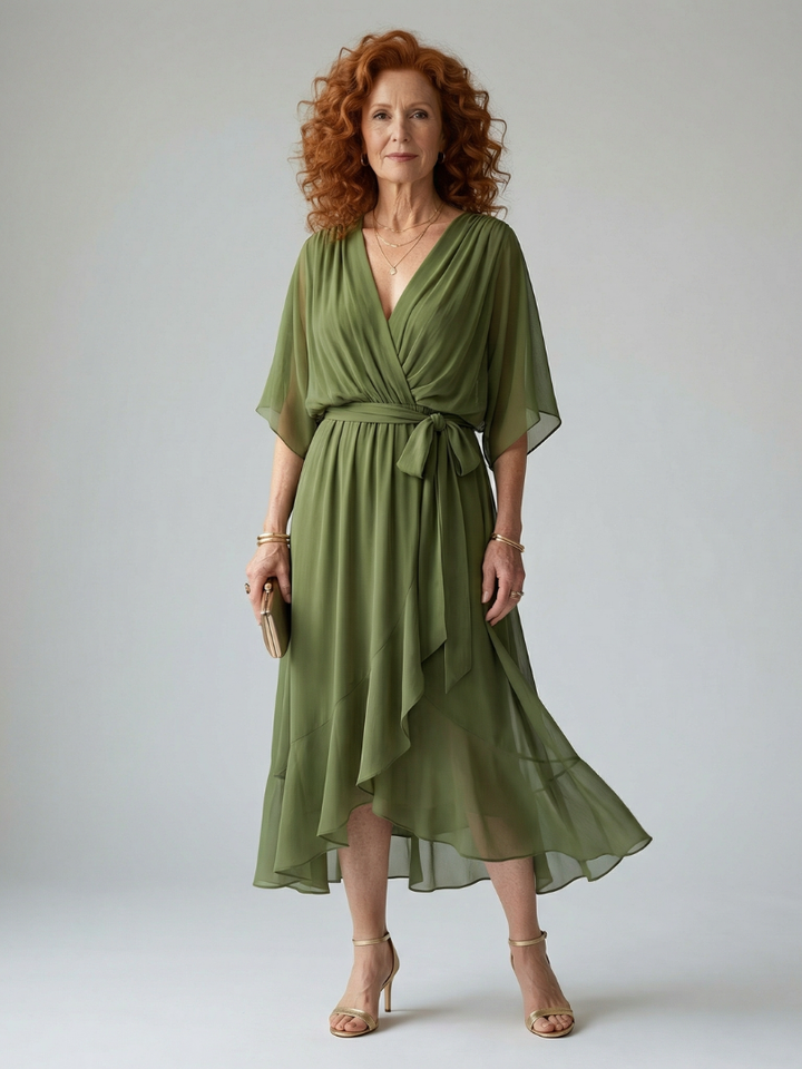 Myra | Draped Midi Dress