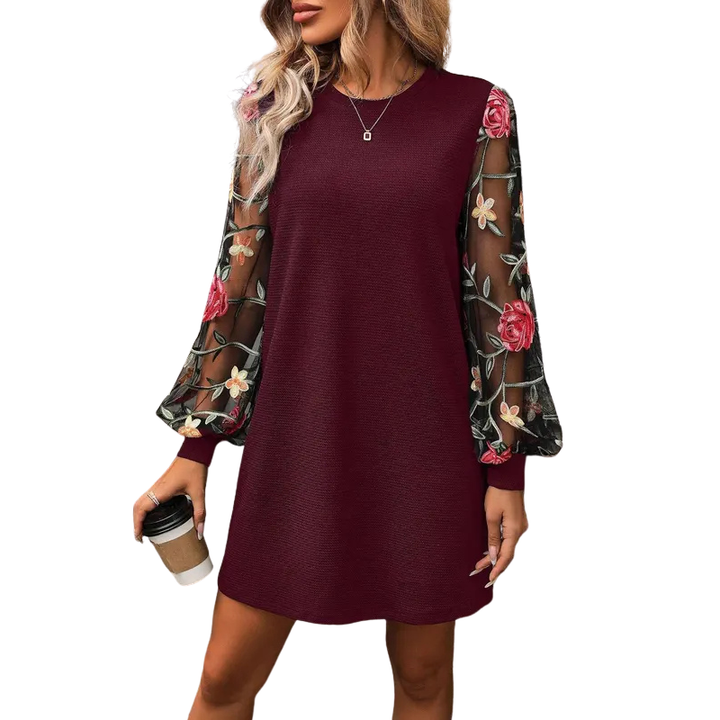 June – Floral Embroidered Bishop Sleeve Dress