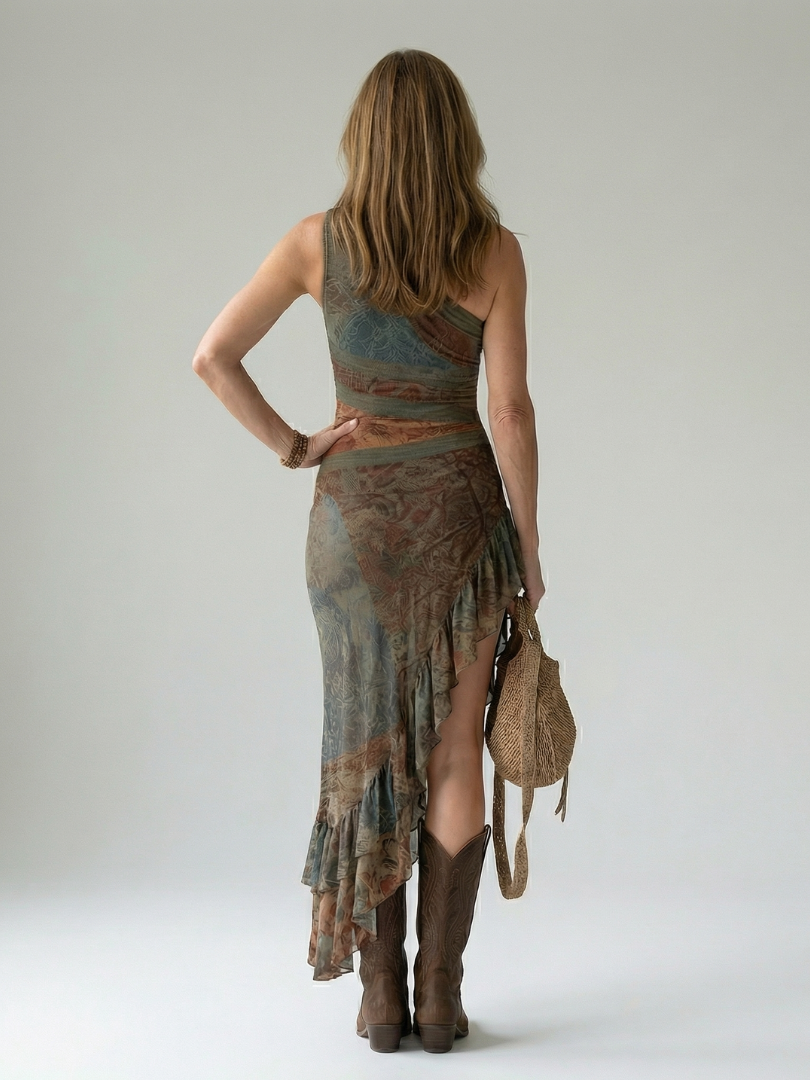 Zalia | One-Shoulder Midi Dress