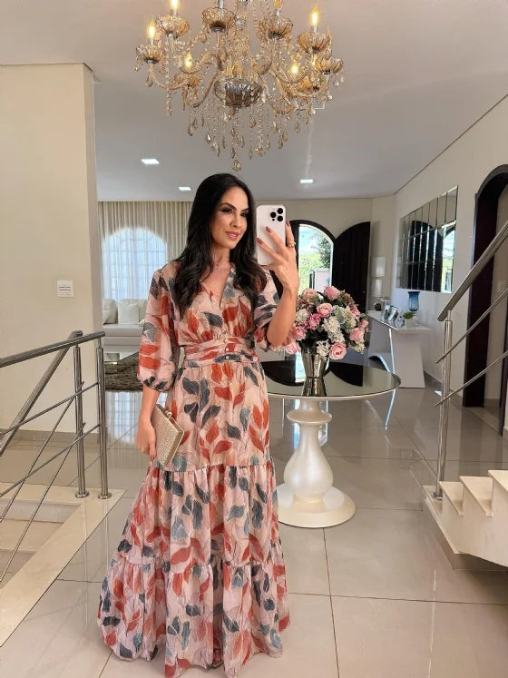 CLARISSA | Long Floral Dress with Comfortable Fit for Elegant Days