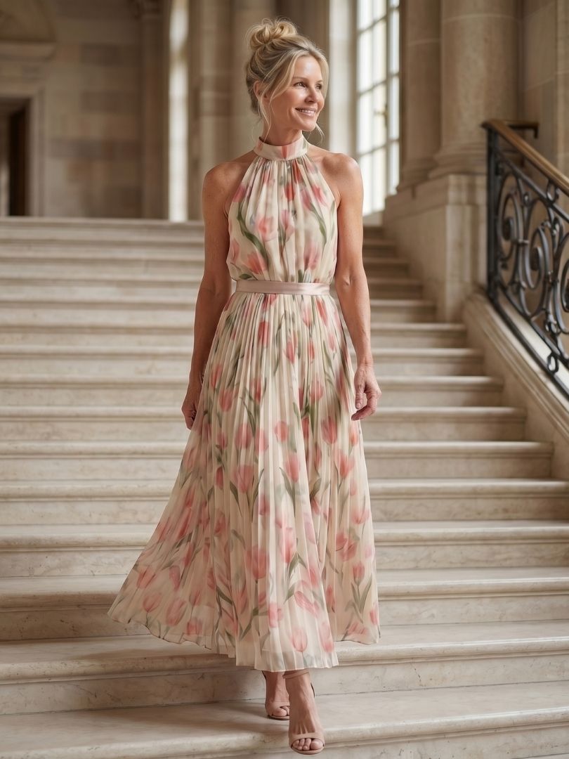 Aurelle | Halter Midi Dress