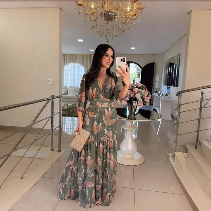 CLARISSA | Long Floral Dress with Comfortable Fit for Elegant Days