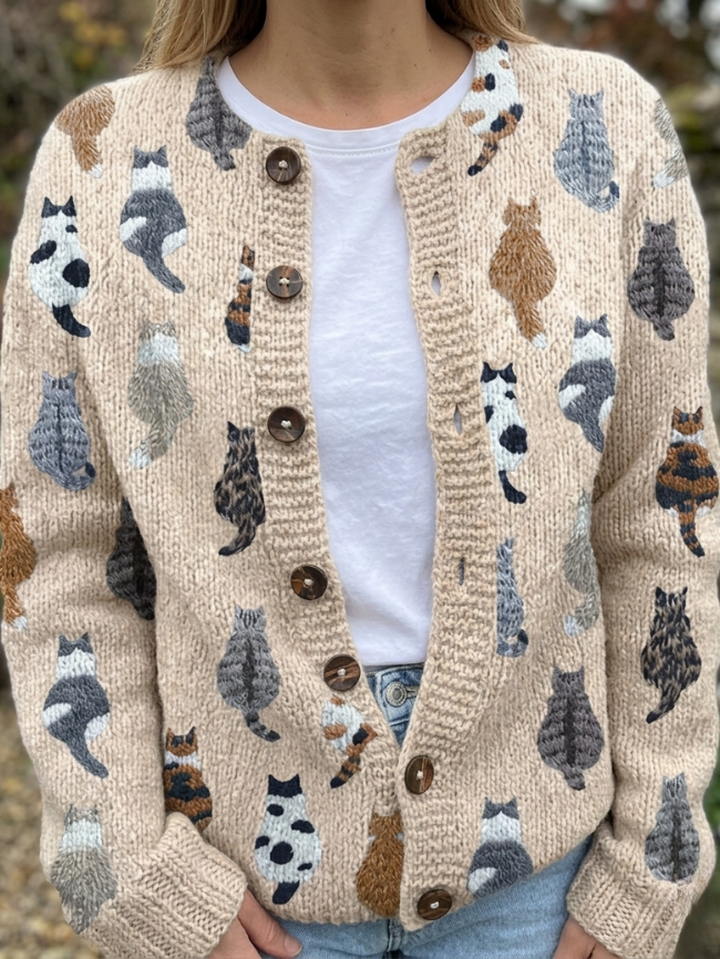 Bambi | Cat Print Cardigan