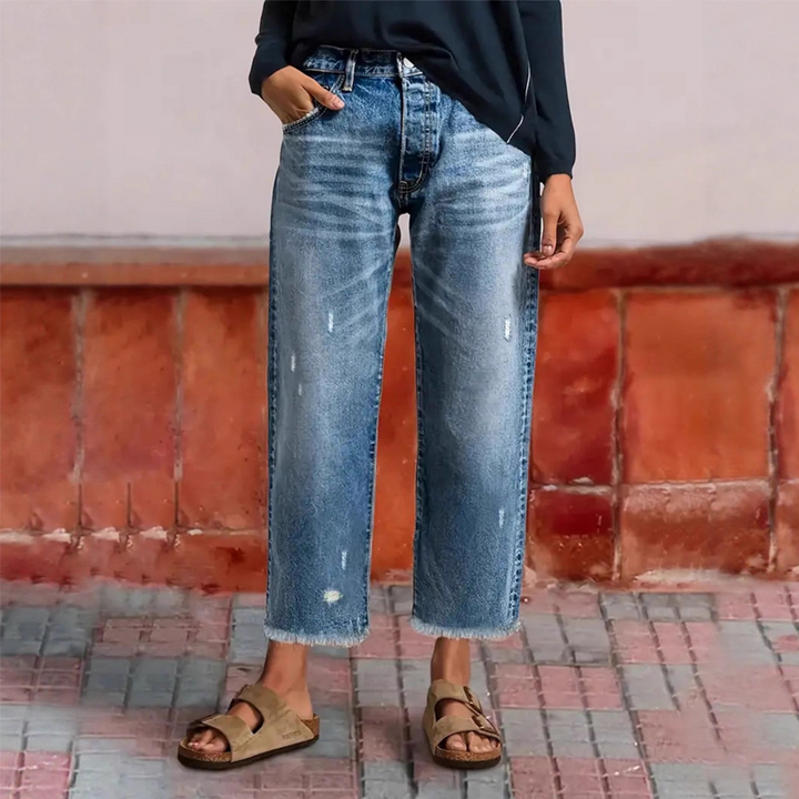April | Cropped Straight-Leg Jeans