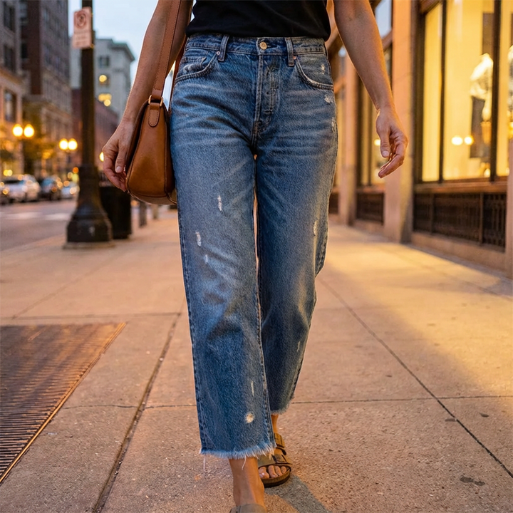 April | Cropped Straight-Leg Jeans