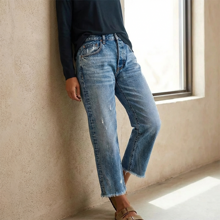 April | Cropped Straight-Leg Jeans